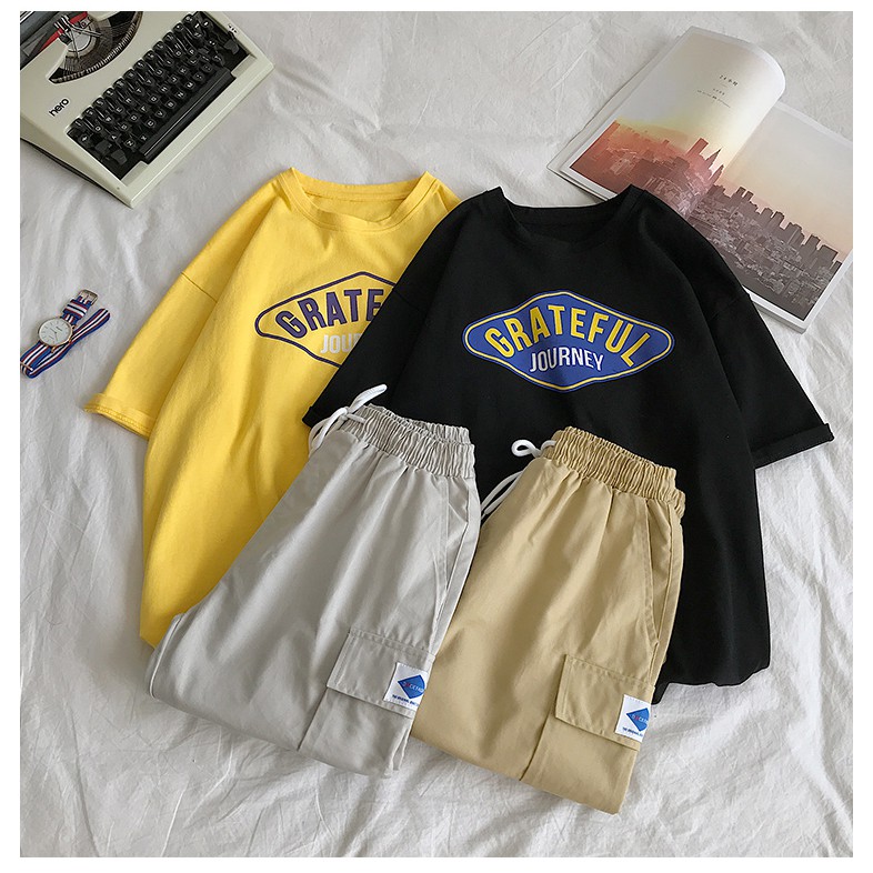 ⚡𝐅𝐫𝐞𝐞𝐒𝐡𝐢𝐩⚡ Bộ Thể Thao Nam Nữ Mùa Hè - Áo Thun Tay Lỡ Unisex Form Rộng Oversize - Áo Phông Đôi -Quần Đùi Short Kaki