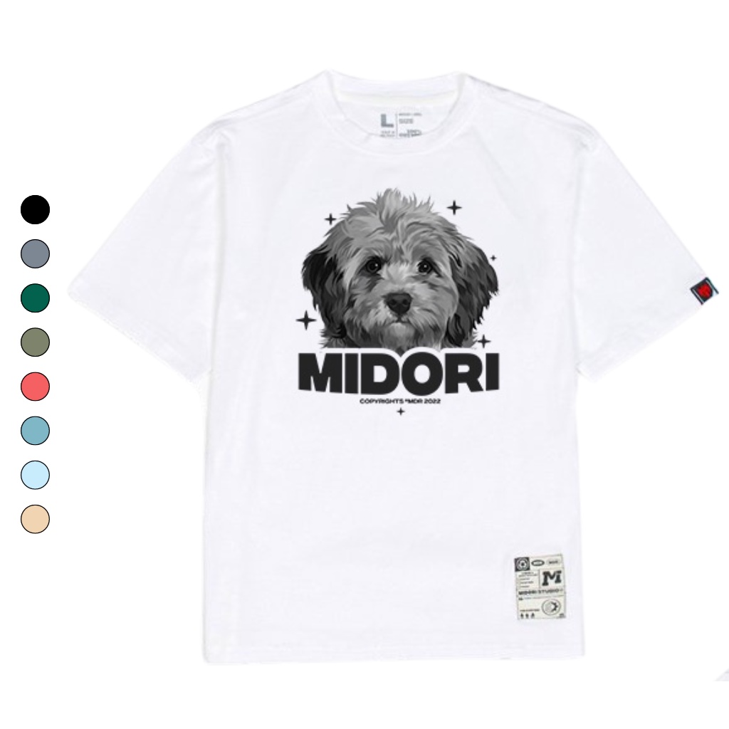 Áo phông tay lỡ form rộng Unisex Thun nam nữ giá rẻ CHÓ CUTE Cao Cấp Local Brand Chính Hãng Midori M Studio