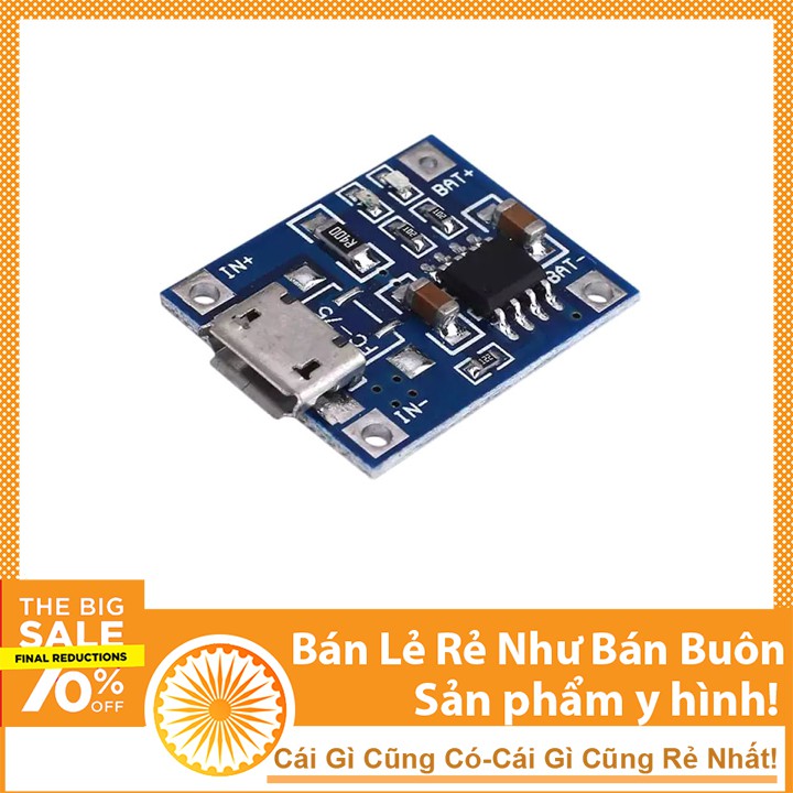 Mạch Sạc Pin Lithium 4.2V TP4056 1A Micro USB