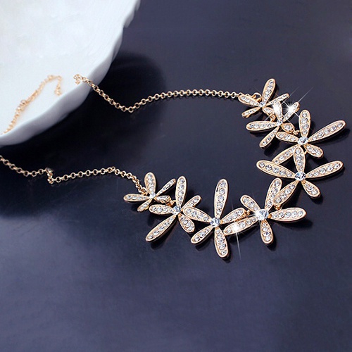 Dây chuyền hợp kim chuỗi hoa tuyết đính đá sang trọng quý phái dành cho nữ