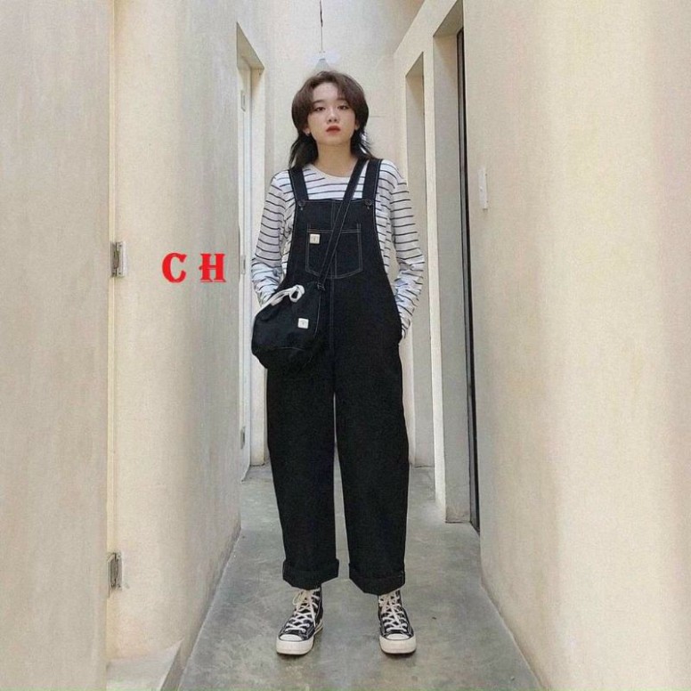 (Sẵn) Yếm Quần Chất Tuyết Mưa Dập Chỉ Nổi Giả Bò Nam Nữ Ullzzang có ảnh thật | BigBuy360 - bigbuy360.vn