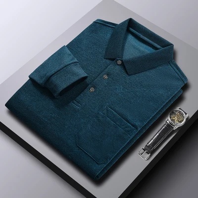 Áo polo cotton Tay Dài Dáng Rộng Có Túi Thoải Mái Thời Trang Xuân Thu Mới Cho Nam