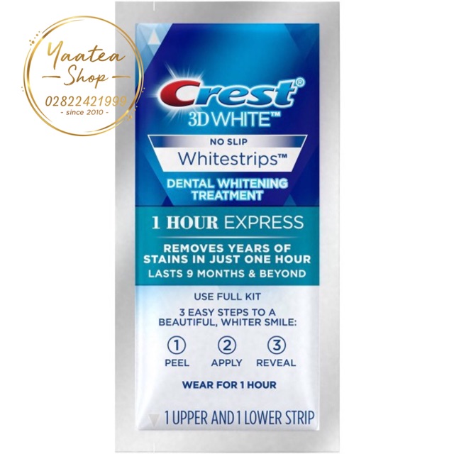 Miếng dán răng Crest 3D White 1-Hour Express bán theo miếng