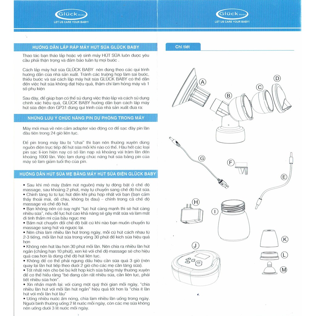 Máy hút sữa điện đơn Gluck Baby GP31 - New version