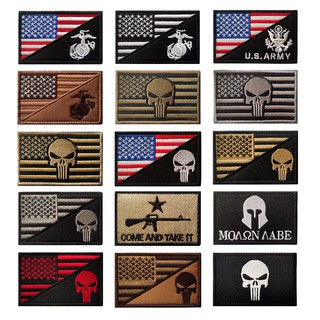Cờ Mỹ Punisher Chất Lượng Cao Thêu Huy Hiệu Chiến Thuật Quân Đội Băng Tay Thêu Velcro Huy Hiệu Đạo Đức Huy Hiệu Marine Cor
