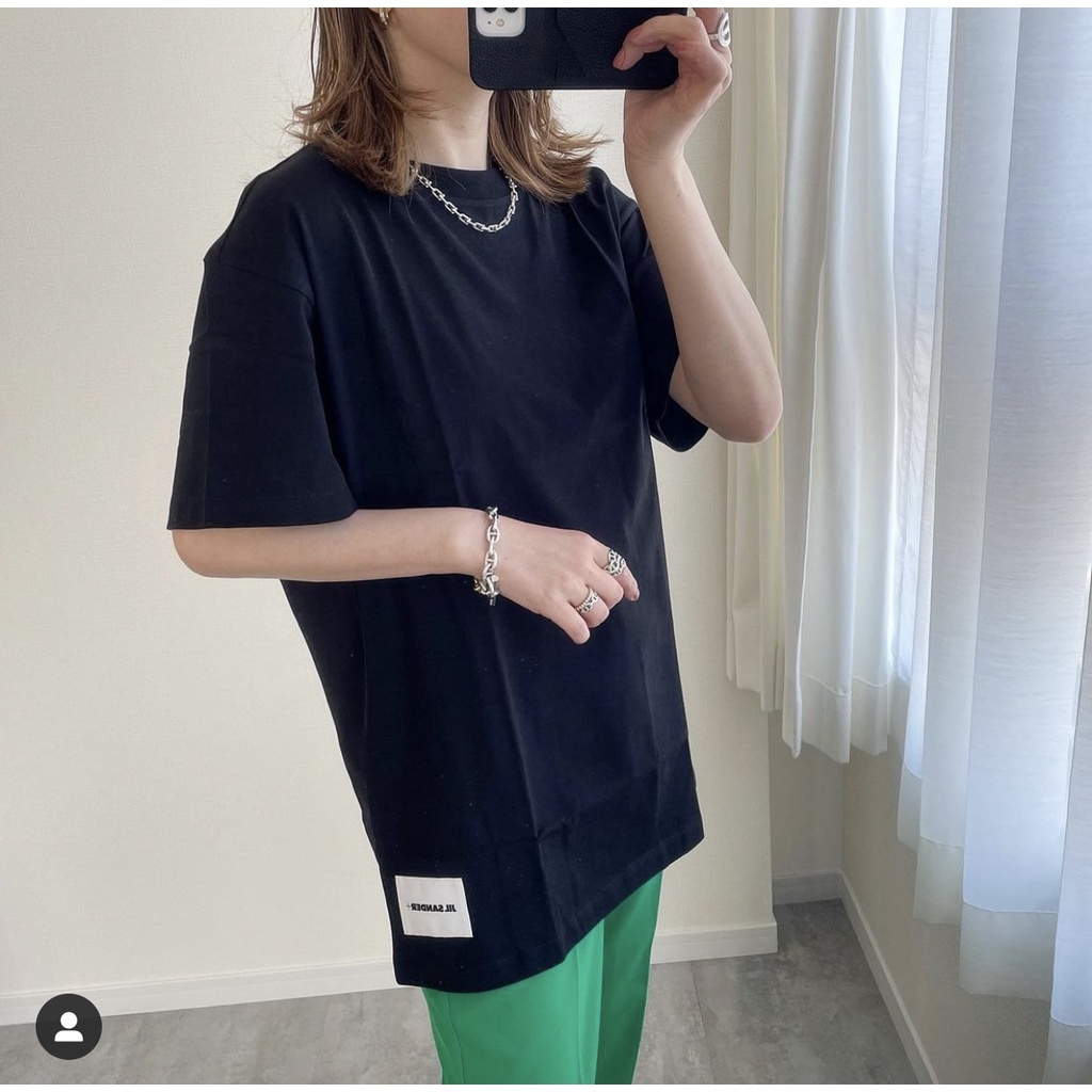 JIL SANDER minimalist lettering logo solid color loose couple matching T-shirt