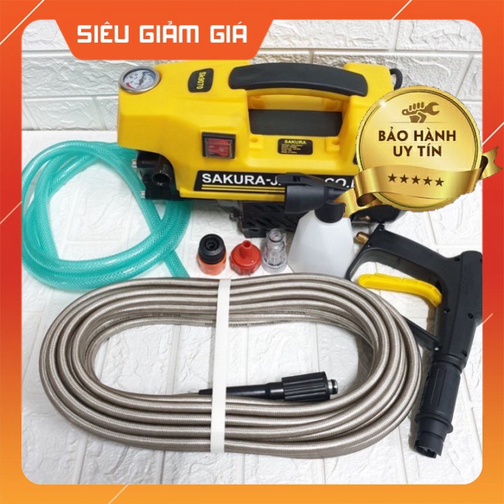 máy rửa xe sakura♥️áp lực cao 2500w, dây áp lực 15m🇲🇦lõi đồng 100%