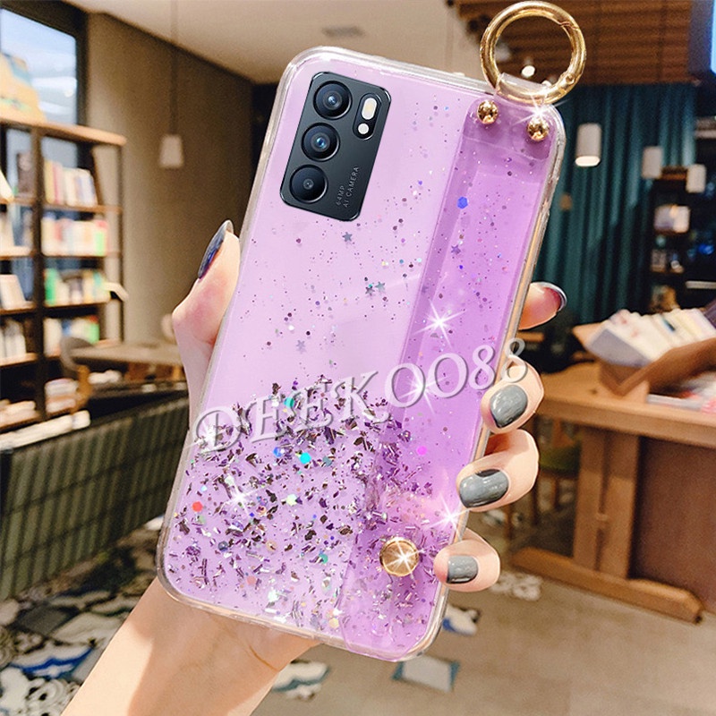 Ốp Điện Thoại TPU Mềm Hình Ngôi Sao Có Dây Đeo Cho OPPO Reno6 Z Reno 6Z 5 5Pro 5F 4 4Pro 4G 5G Reno6 Reno5 F Pro Reno4 Pro