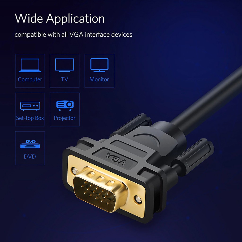 Cáp VGA Male to Male Hỗ trợ Full-HD 1080P Cao Cấp UGREEN VG101