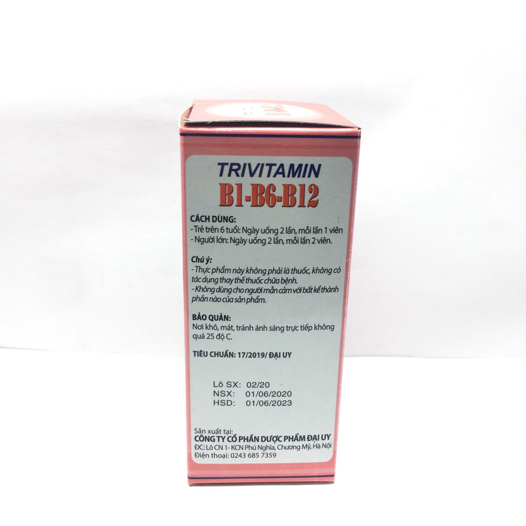 Trivitamin B1-B6-B12 hộp 10 vỉ x 10 viên | Thế Giới Skin Care