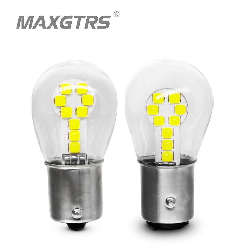 Bộ 2 Bóng Đèn LED MAXGTRS 1156 BA15S BAU15S P21W 1157 BAY15D P21/5W 3000K Vàng 6000K Trắng Tự Động Cho Xe Hơi