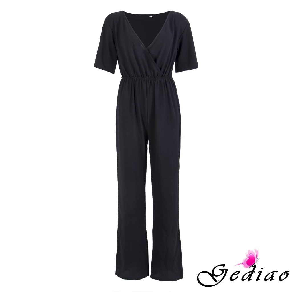 Bộ áo liền quần ngắn tay cổ chữ V gợi cảm cho nữ | BigBuy360 - bigbuy360.vn