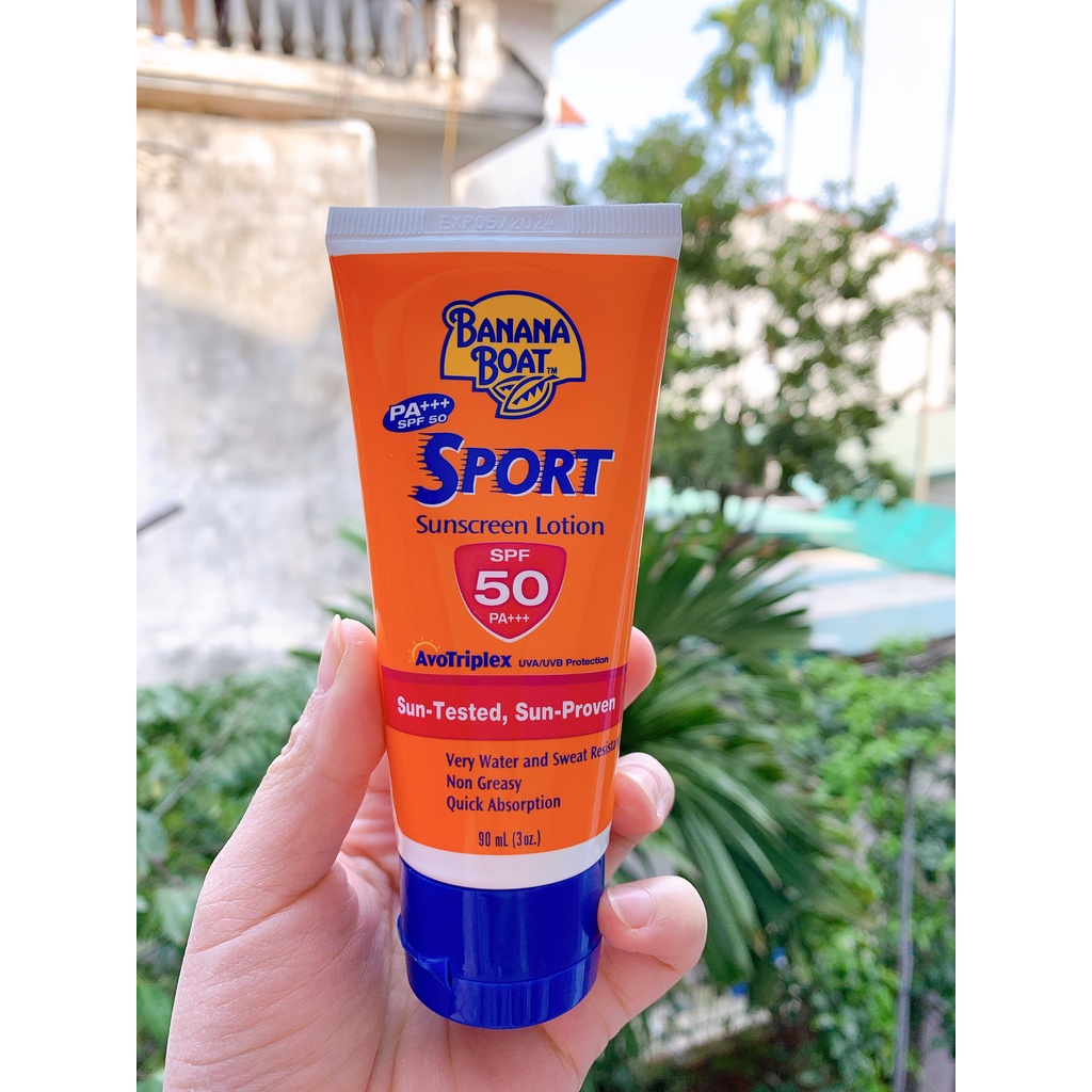 [USA Date 05/2024] KEM CHỐNG NẮNG BANANA BOAT SPORT  SPF50 90ML