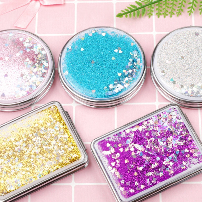 Gương mini thiết kế vỏ kim tuyến nước lấp lánh chất lượng cao