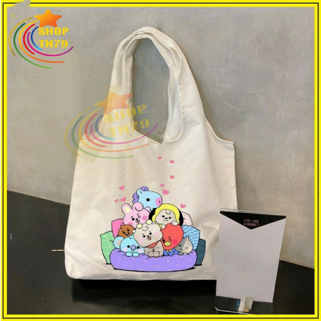 Túi đeo vai thời trang vải canvas mềm loại to đi hoc , đi chơi , đi làm đều rất đẹp - BTS NẰM PHAO