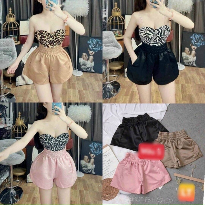 Quần Short Đùi Tapta  phồng ống rộng cạp chun nhiều màu sắc