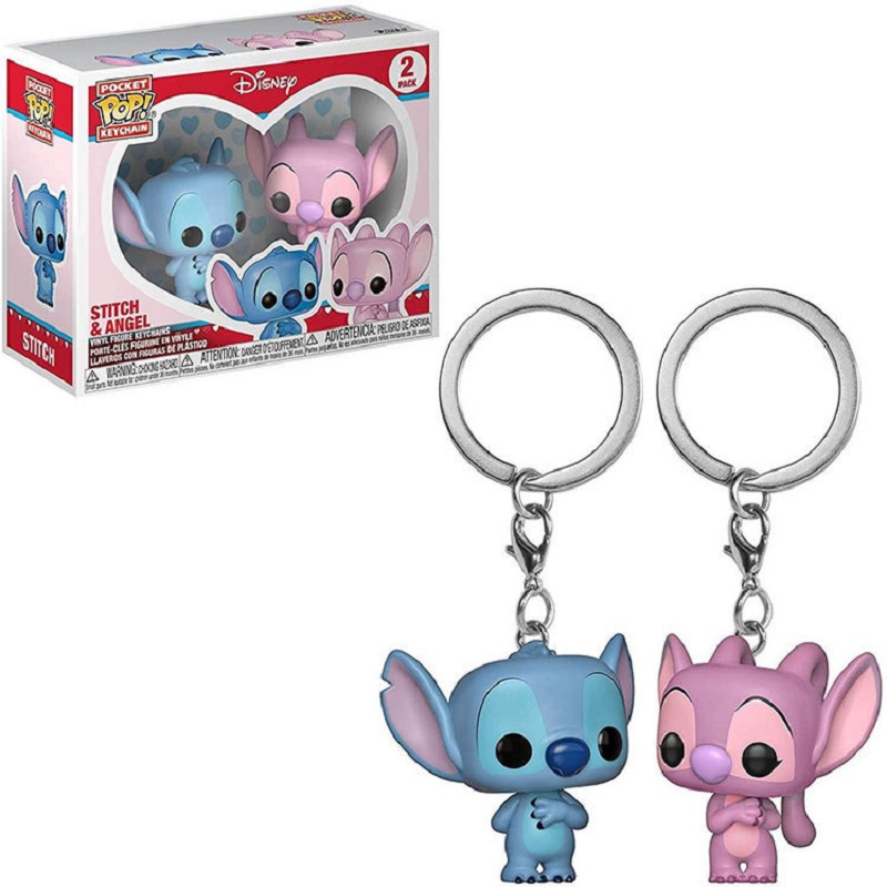 DISNEY Set 2 Móc Khóa Funko POP Hình Chuột Mickey Minnie Lilo & Stitch Dễ Thương