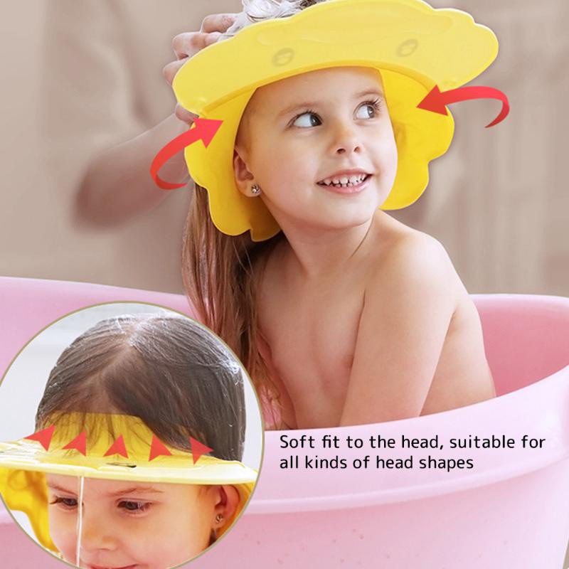 [Hàng mới về] Mũ gội đầu bằng silicon dẻo 2 trong 1 có thể điều chỉnh chống nước cho bé