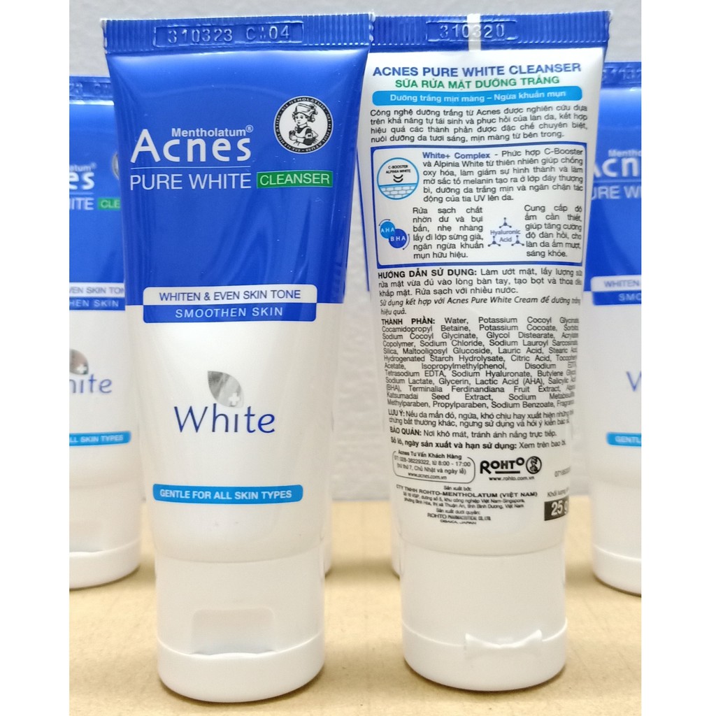 (25g) Kem rửa mặt Acnes Pure White dưỡng trắng kháng khuẩn