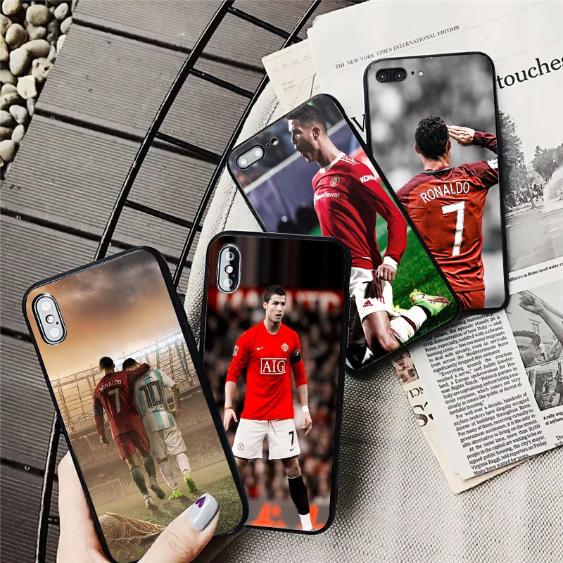 Ốp Lưng Iphone CR7 Cristiano Ronaldo 2 Chất Liệu Kính Cường Lực Dẻo Bóng