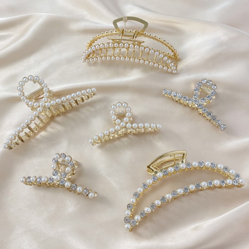 Kẹp tóc bằng kim loại đính hạt ngọc trai giả thời trang xinh xắn cho nữ