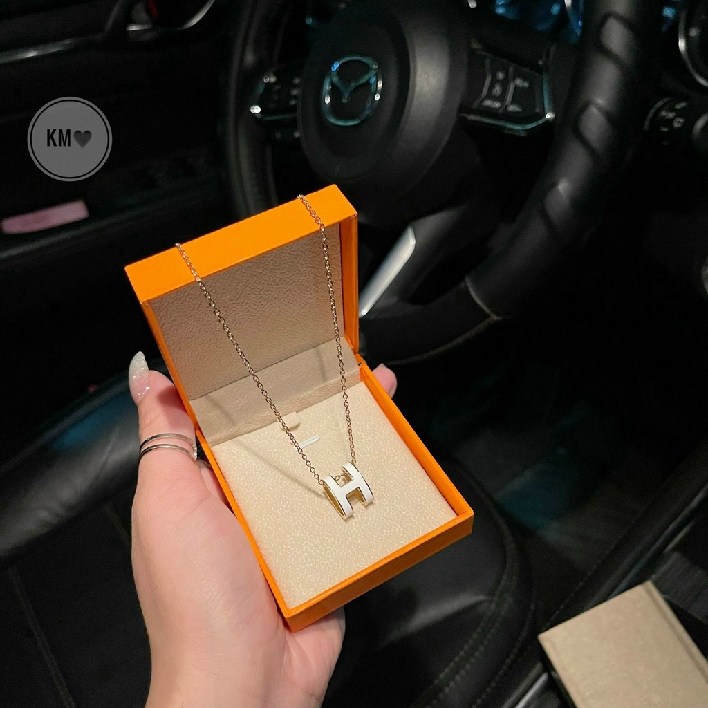 Set vòng cổ, khuyên tai chữ H cao cấp sang trọng