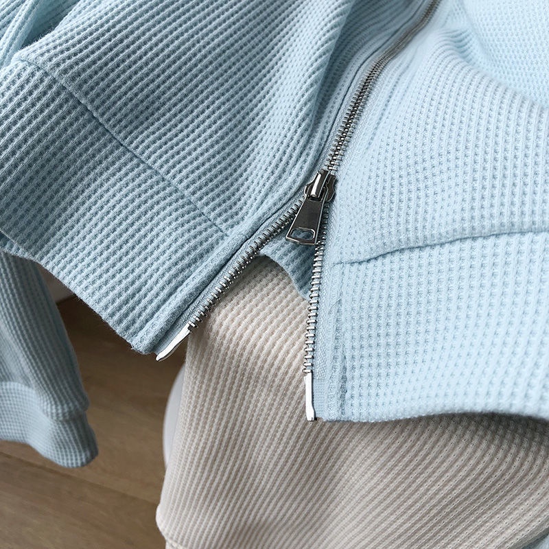 Áo Khoác Cardigan Dáng Rộng Phối Khóa Kéo Đôi Phong Cách Hàn Quốc Trẻ Trung Cho Nữ