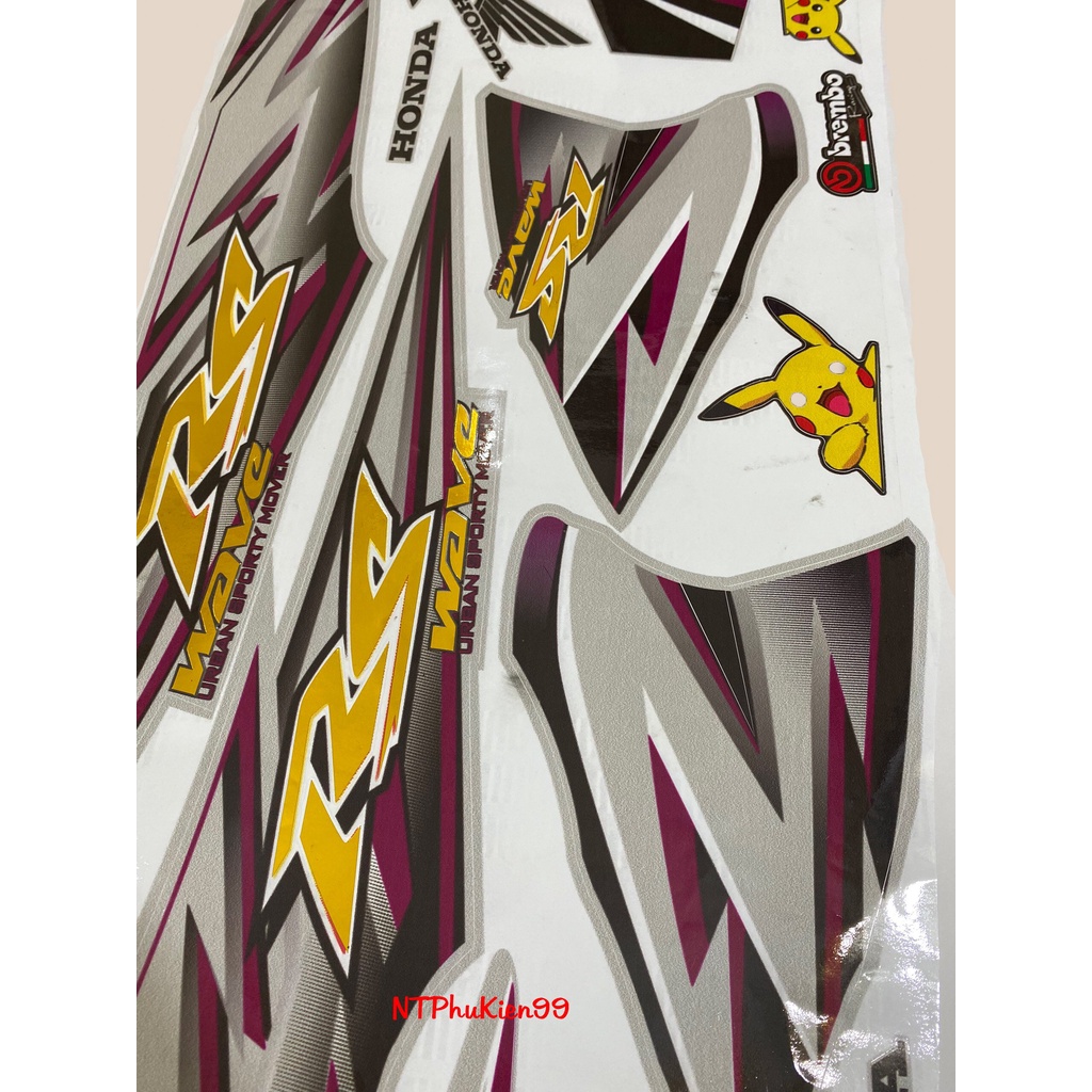 Tem Wave RS Ghép Crom lên cho 50cc -100 - 110 Siêu Đẹp - Màu Tím