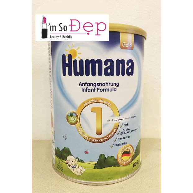 Sữa bột Humana số 1 cho bé tuổi từ 0-6 tháng tuổi 800g