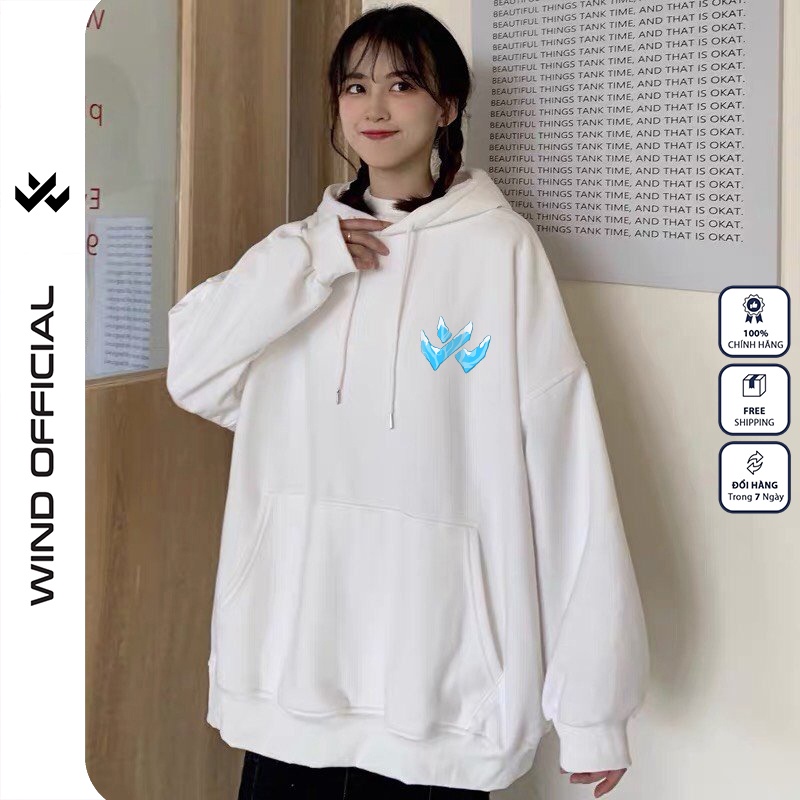 Áo hoodie unisex WIND form rộng nỉ nam nữ Tuyết HD22 thời trang thu đông oversize | BigBuy360 - bigbuy360.vn
