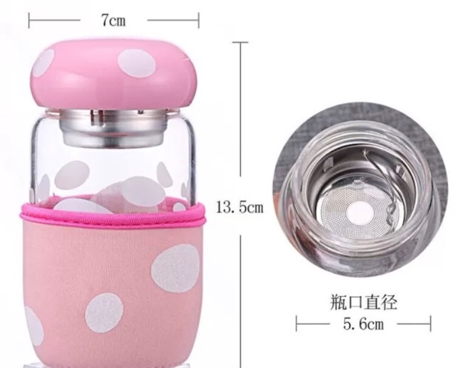 Ninikids: Bình pha trà thuỷ tinh 300ml có lưới lọc, bình trà