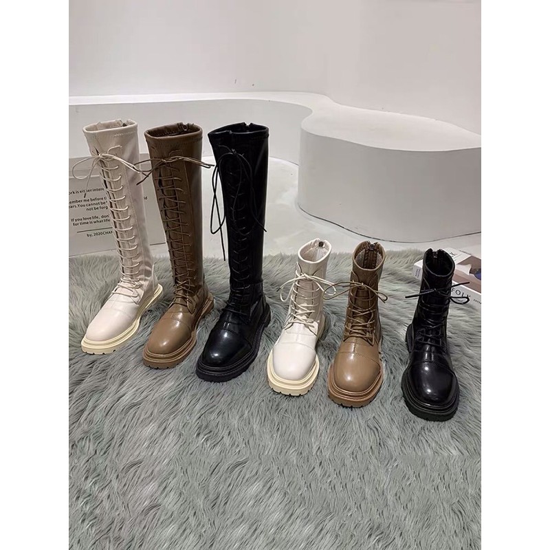 ] boot đế bánh mì buộc dây