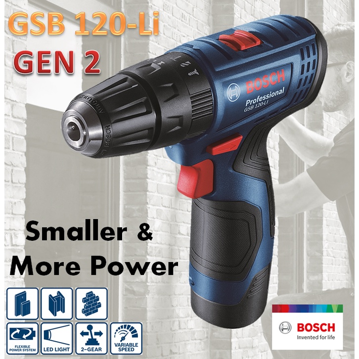 Máy khoan pin Bosch GSB 120-LI GEN II 2pin + 1 sạc