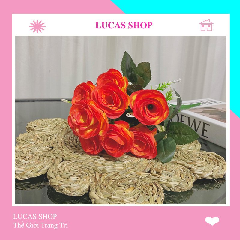 Hoa Giả- Cụm Hoa Hồng Tuyết 12 Nhánh Decor Nhà Cửa, văn Phòng Siêu Xinh