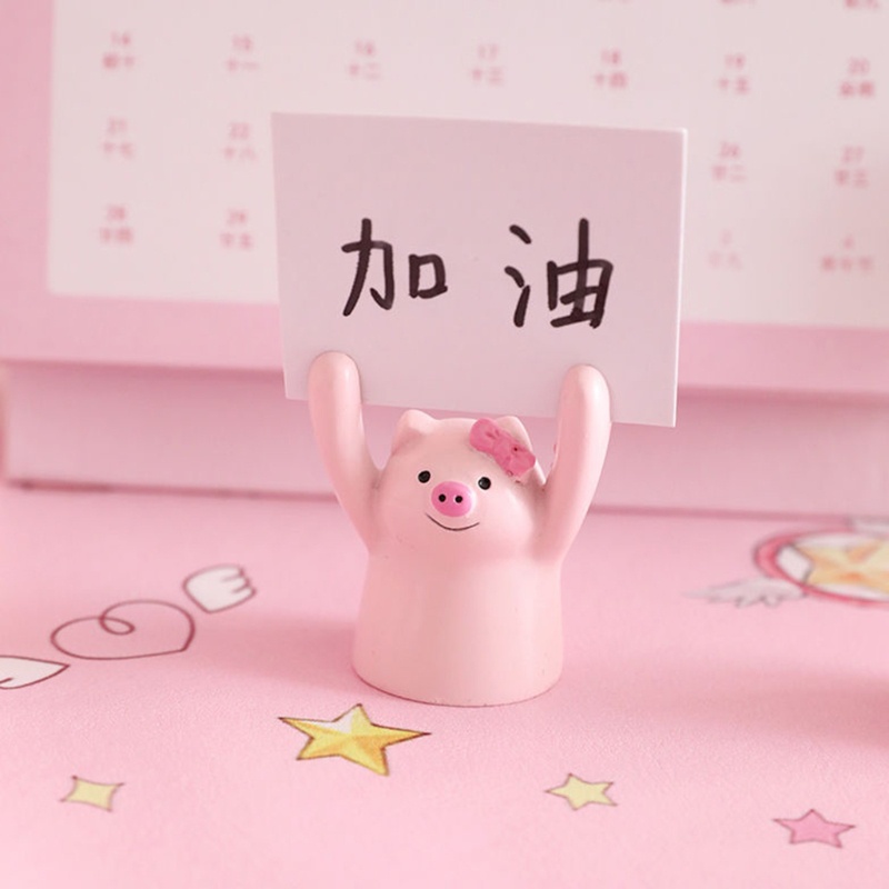 Aoto Giá Đỡ Giấy Ghi Chú / Thẻ Ghi Chú Hình Chú Heo Hoạt Hình Dễ Thương Bằng Nhựa Resin Trang Trí Nhà Cửa Off