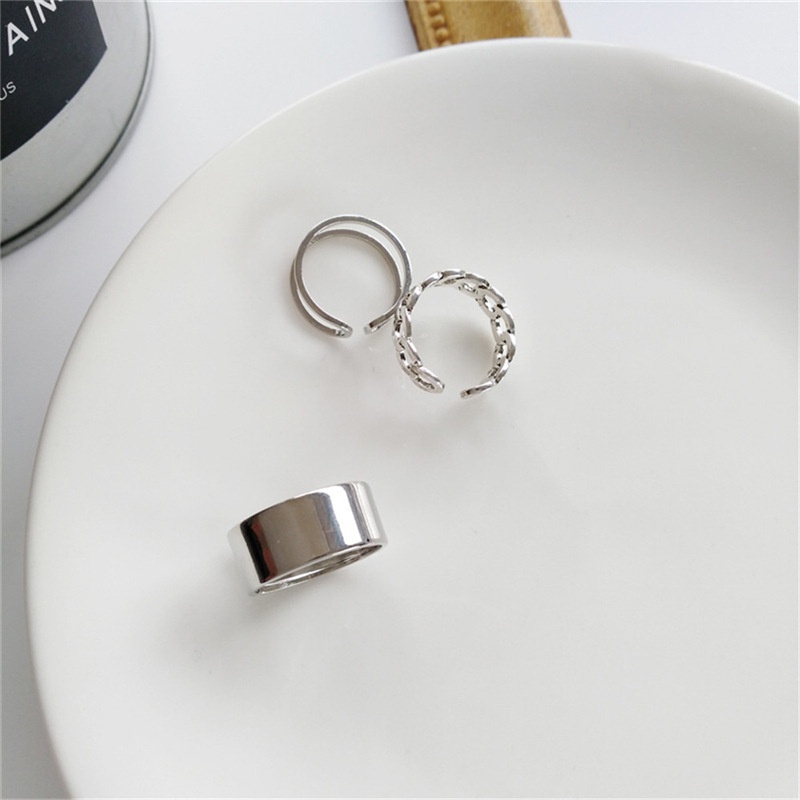 Set 3 nhẫn phong cách Hàn Quốc giản dị cho cặp đôi