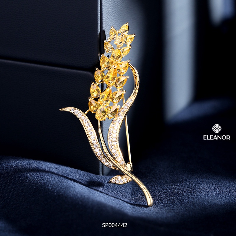 Ghim cài áo nam nữ Eleanor Accessories đính đá hình bông lúa phụ kiện thời trang 4442