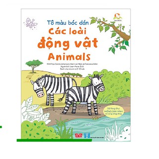 Sách - Tô màu bóc dán - Các loài động vật - Animals