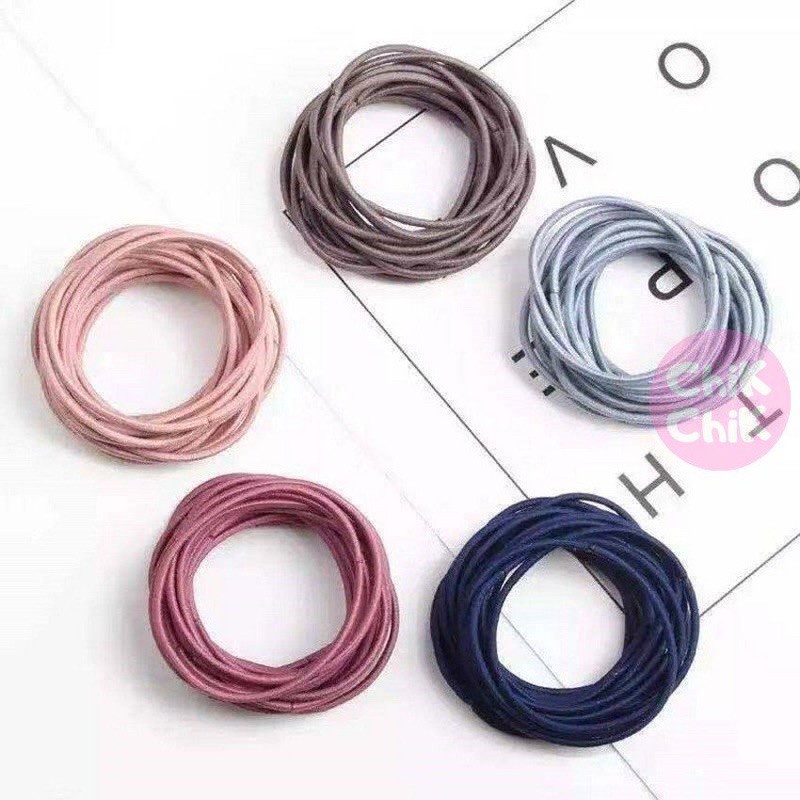 Sét 100 Sợi Chun Cột Tóc Kèm Túi Zip Tiện Lợi