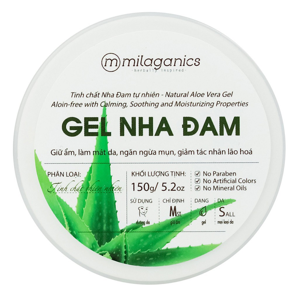 Gel Nha Đam Dưỡng Ẩm, Làm Dịu Da giúp da trắng sáng đều màu Milaganics 150g - 3200329