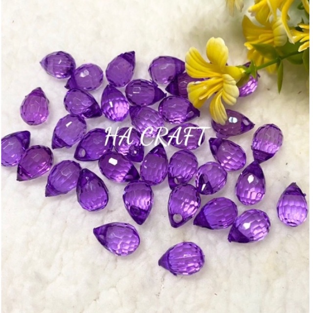 Hạt nụ giọt nước pha lê, hạt nhựa (nụ dạ quang) làm hoa handmade DIY
