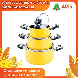 Bộ nồi GOLDSUN nhôm chống dính sắc màu AE17-3206AG-IH - Chính hãng - GIÁ RẺ THANH LÝ