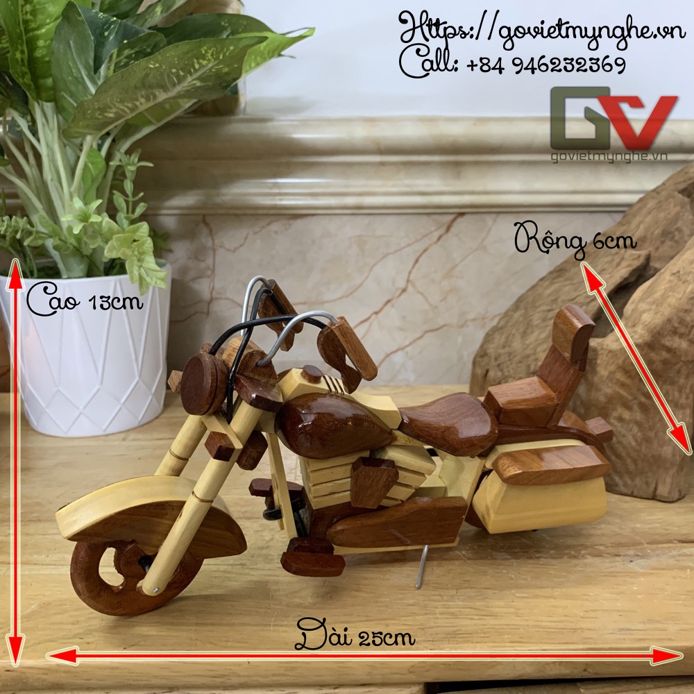 Mô hình xe mô tô gỗ trang trí mô hình xe gỗ trang trí xe Harley Davidson quà tặng mô hình - Dài 25cm - Gỗ tự nhiên