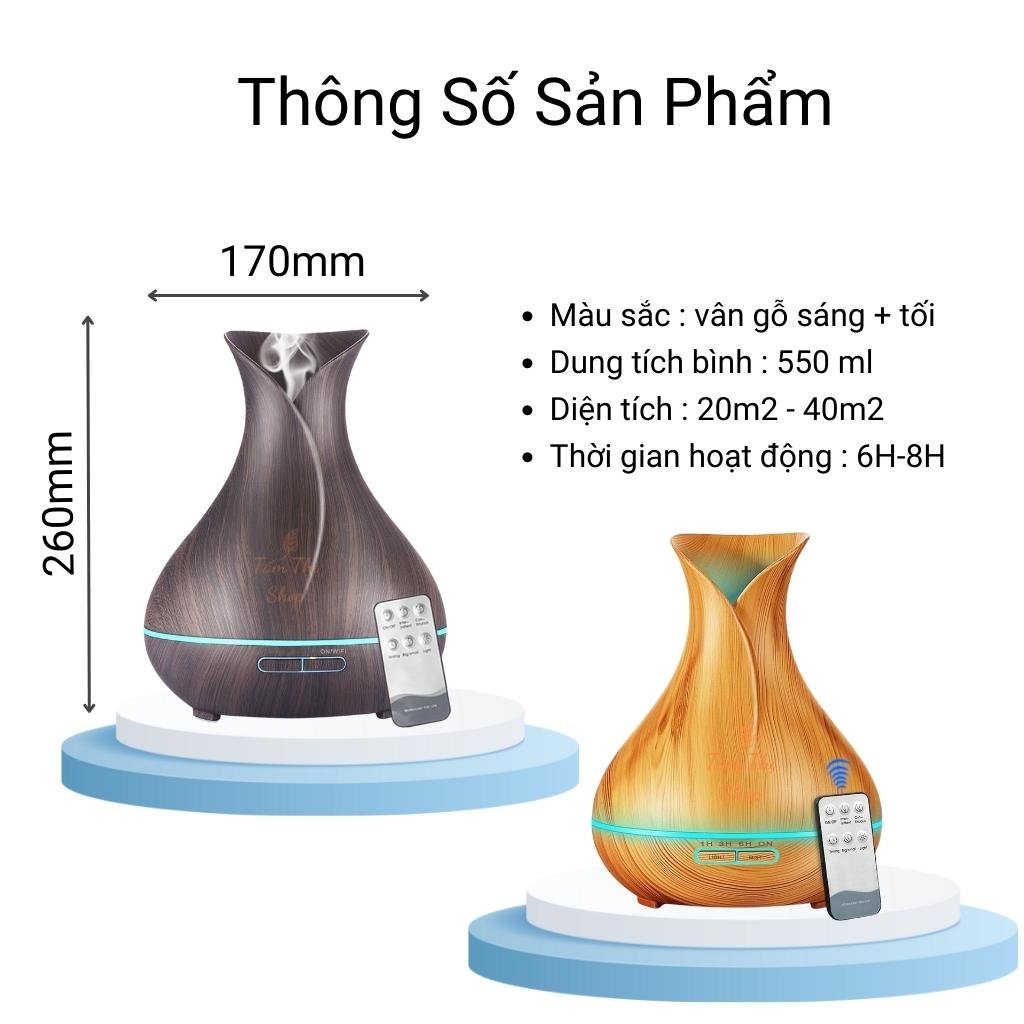 Máy Phun Sương Tinh Dầu TẤM THỊ Aroma Tulip 550Ml Tạo Ẩm Tỏa Hương Thơm Phòng Giúp Đuổi Muỗi &amp; Côn Trùng