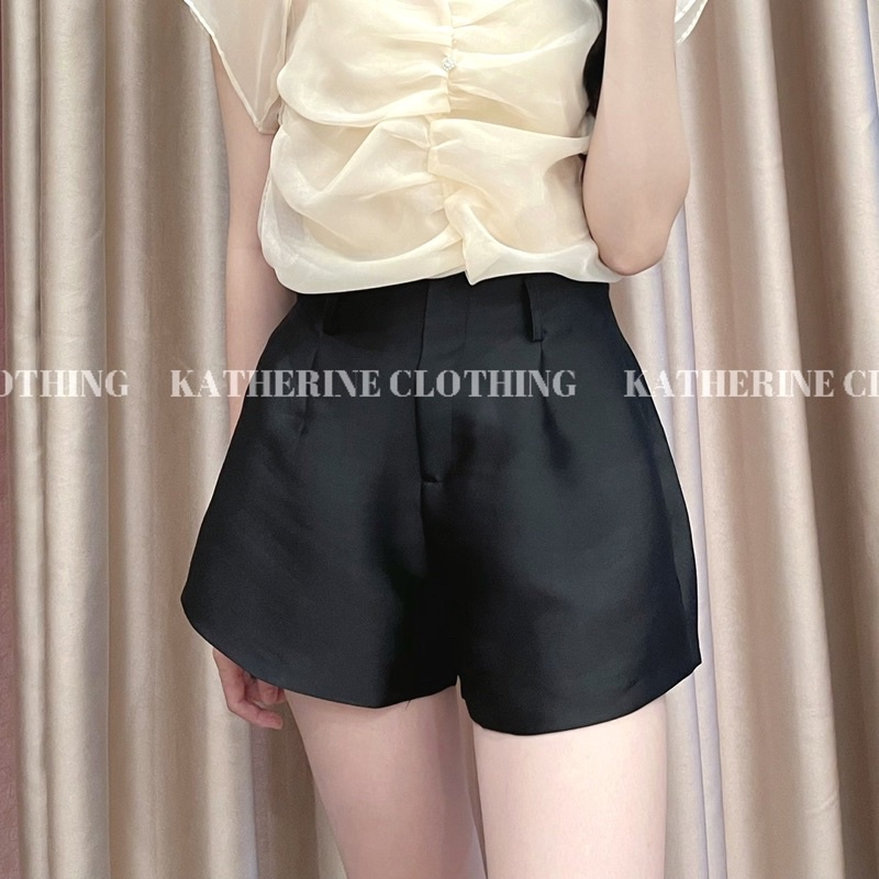 Quần short tafta nữ cạp cao, dáng phồng cao cấp -Katherine Clothing