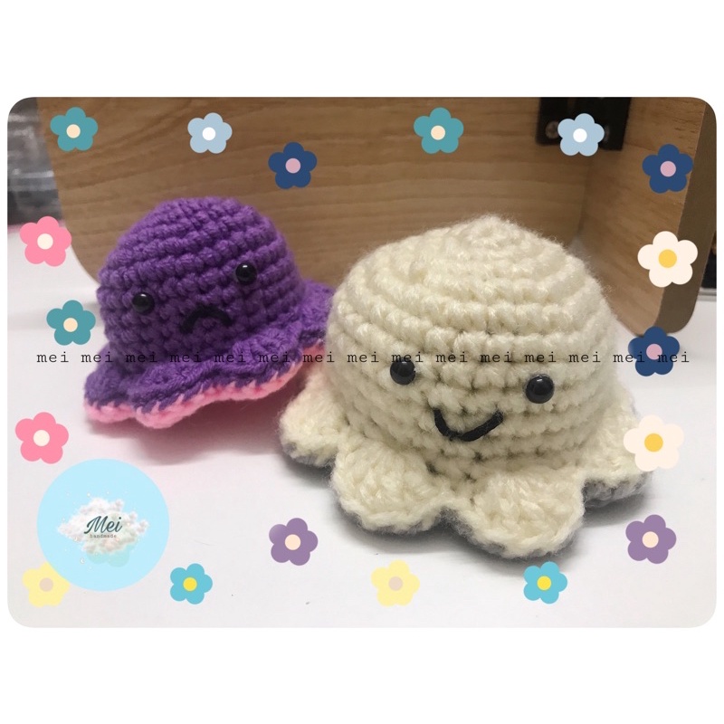 BẠCH TUỘC CẢM XÚC bằng len 🐙 Made by Mei- Reversible octopus handmade móc khoá xinh xắn