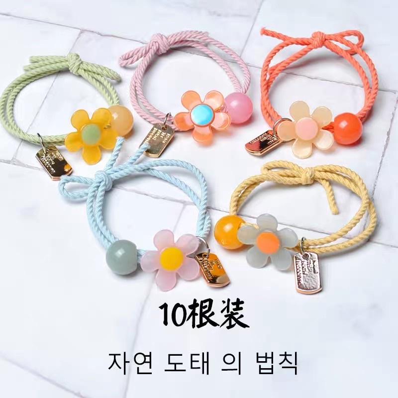 Dây buộc tóc hoa ba chi tiết, chum buộc tóc dễ thương dành cho bạn gai