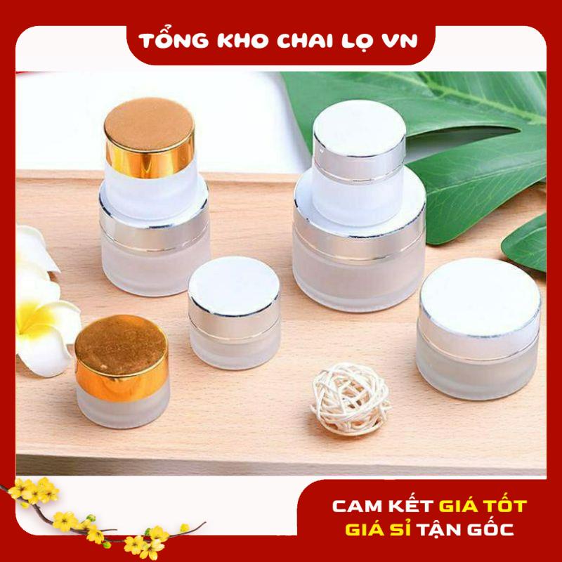 Hủ Đựng Kem ❤ SIÊU RẺ ❤ Hũ Đựng Mỹ Phẩm Thủy Tinh Nắp Bạc 15g,20g chiết kem , phụ kiện du lịch