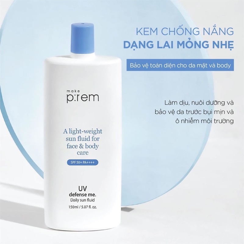 [100% AUTH] Kem Chống Nắng Mỏng Nhẹ M ake P :rem UV Defense me Daily Sun Fluid SPF50 PA++++ | BigBuy360 - bigbuy360.vn