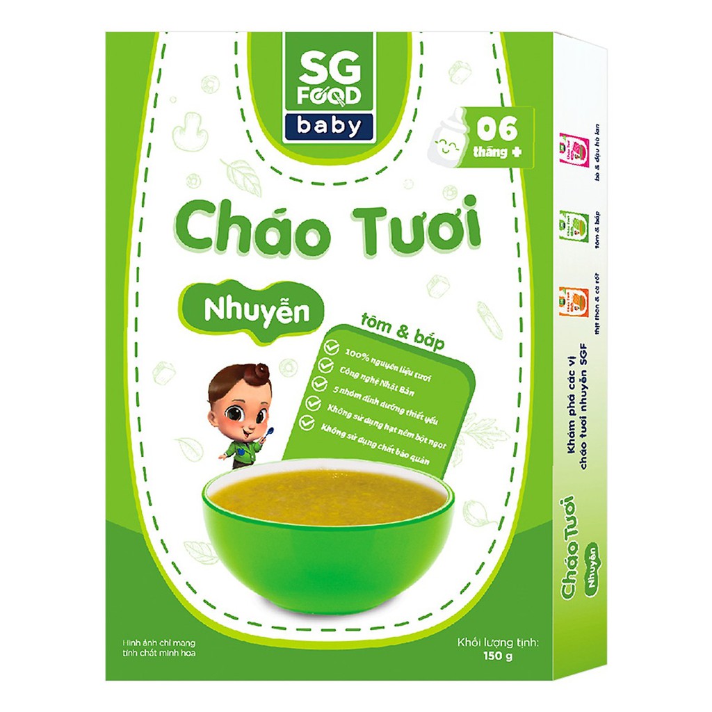 (hsd 2022) Cháo Tươi Nhuyễn SG Food 150g (cho bé từ 6 tháng)